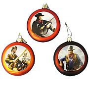 John Wayne Flat Disc 3 1/2-Inch Glass Ornaments
